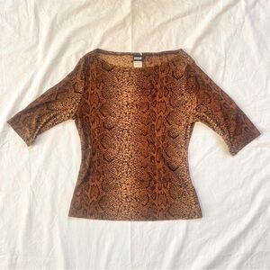 Stellah Tan and Brown Patterned Top